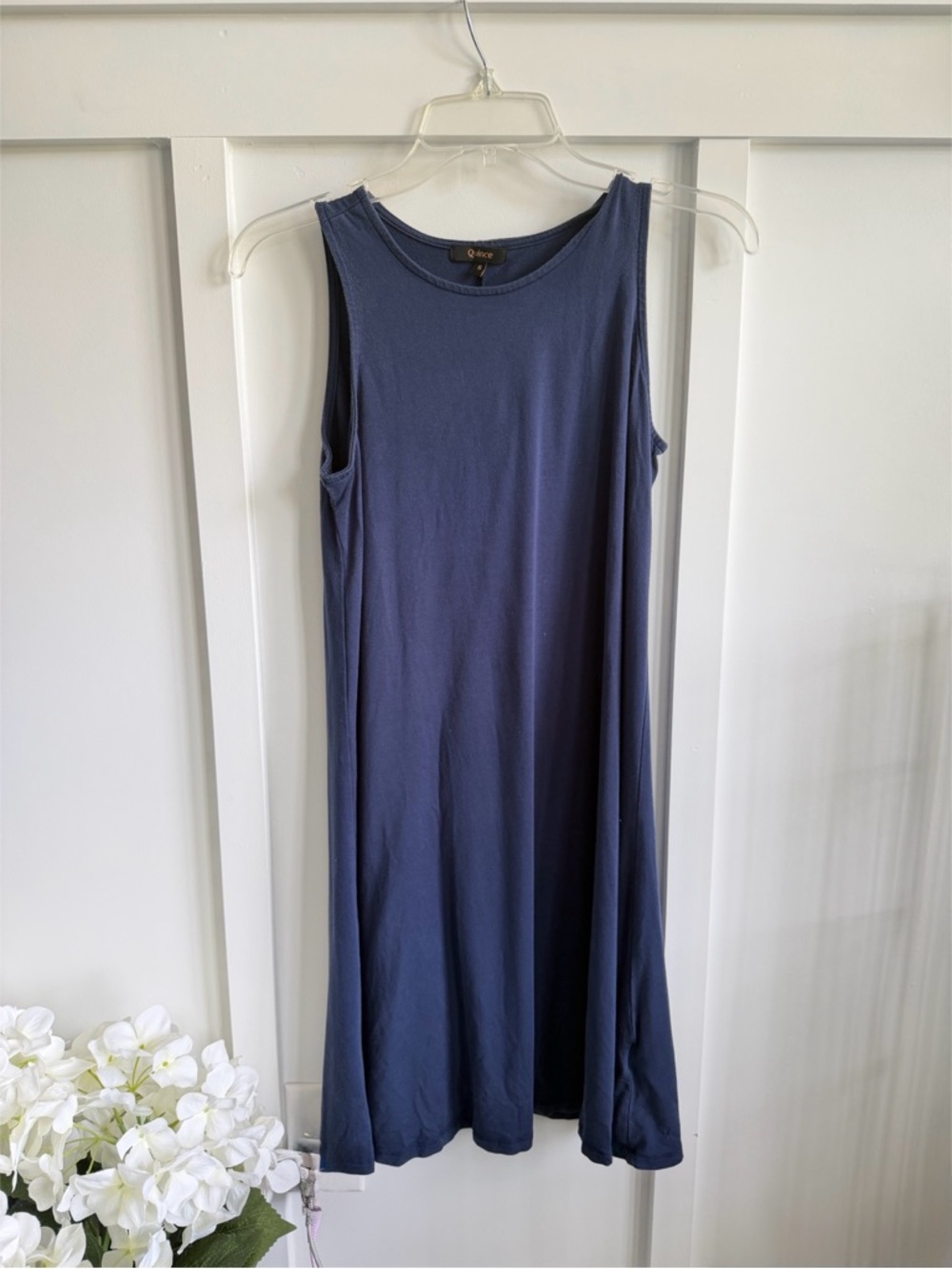 Quince Navy Blue Sleeveless Midi Dress | Relaxed Fit | Size S